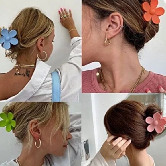 NWT Oversized Flower Power Pink Hair Claw Clip - Picture 2 of 7